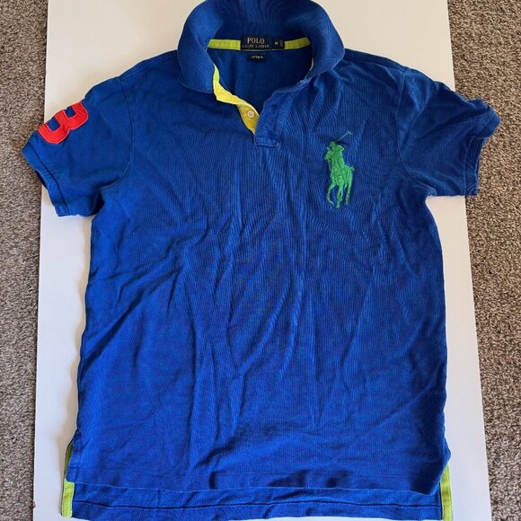 Vintage Polo Ralph Lauren Men's Big Pony Polo Size Medium Blue 100% Cotton - Picture 1 of 7